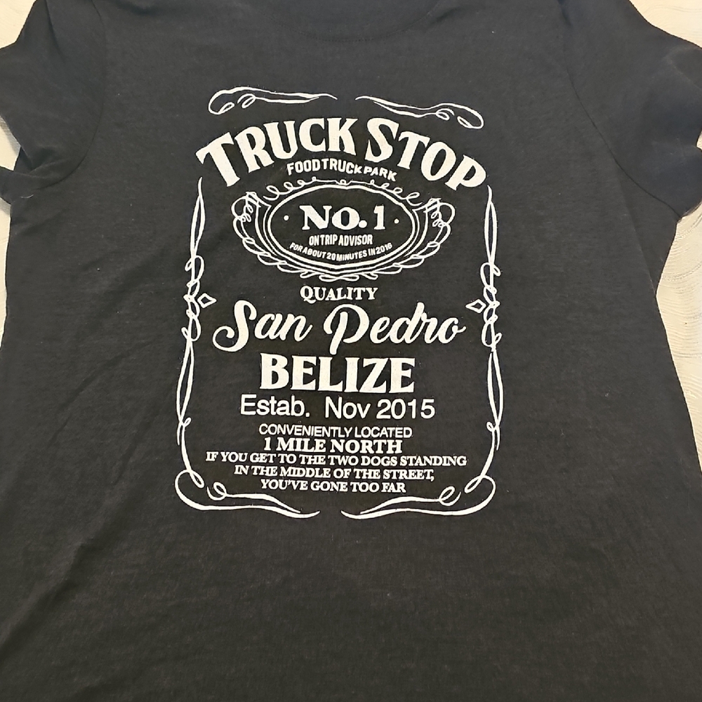 District Made San Pedro Belize  Black T-Shirt Womans Large